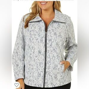 C.D.‎ Daniels Black White lace overlay full front Zip-Up Jacket top Sz 1X